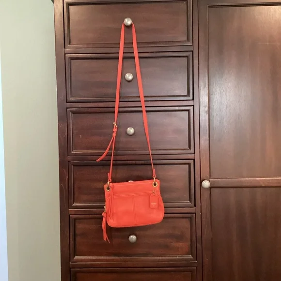 Fossil Vibrant Melon Leather Crossbody Bag in EUC - Picture 5 of 10